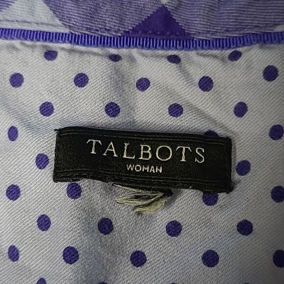 Talbots purple checked buttonfront shirt with contrasting trim - Picture 7 of 9